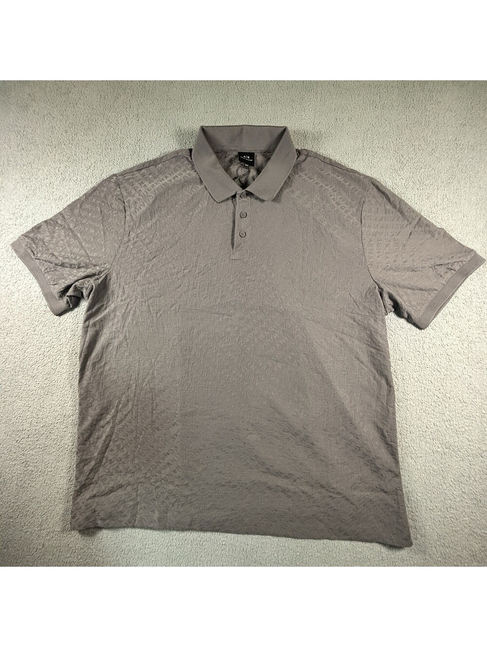 NWT Armani Exchange Men's XXL Polo Shirt Mercerized Jacquard Grey Flint Stone